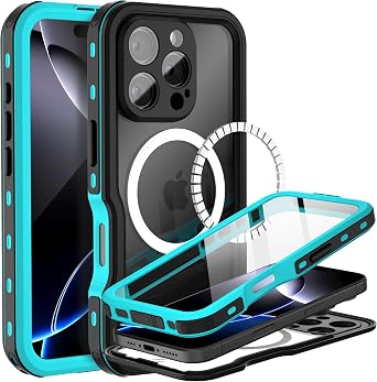 BEASTEK Waterproof Case for iPhone 16 Pro, MagSafe Shockproof Dustproof IP68 Case with Built-in Screen Protector and Mag Safe Anti-Scratch Magnetic Cover 6.3 Teal