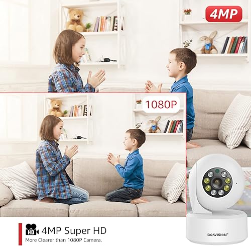 Miniatura 2 de BOAVISION Cámara de seguridad WiFi 2K, cámara de seguridad para el hogar WiFi de 360 PTZ, cámara de bebé para bebéperroancianoniñera con,