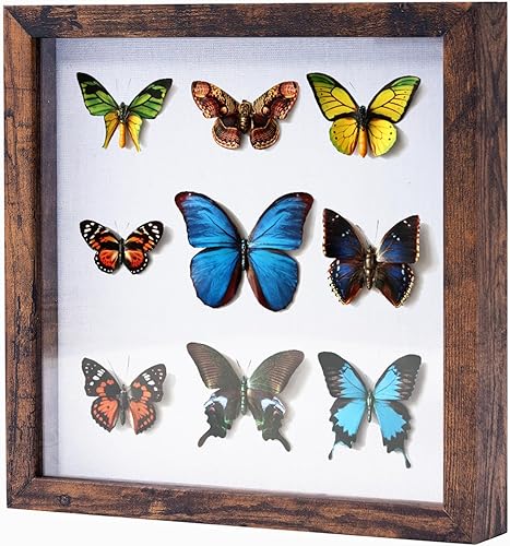 Miniatura 55 de Muzilife - Marco de Sombra con Tablero de Lino, Caja de Exhibición de Madera Profunda y Vidrio, Listo para Colgar, Caja de Recuerdos para Bebé