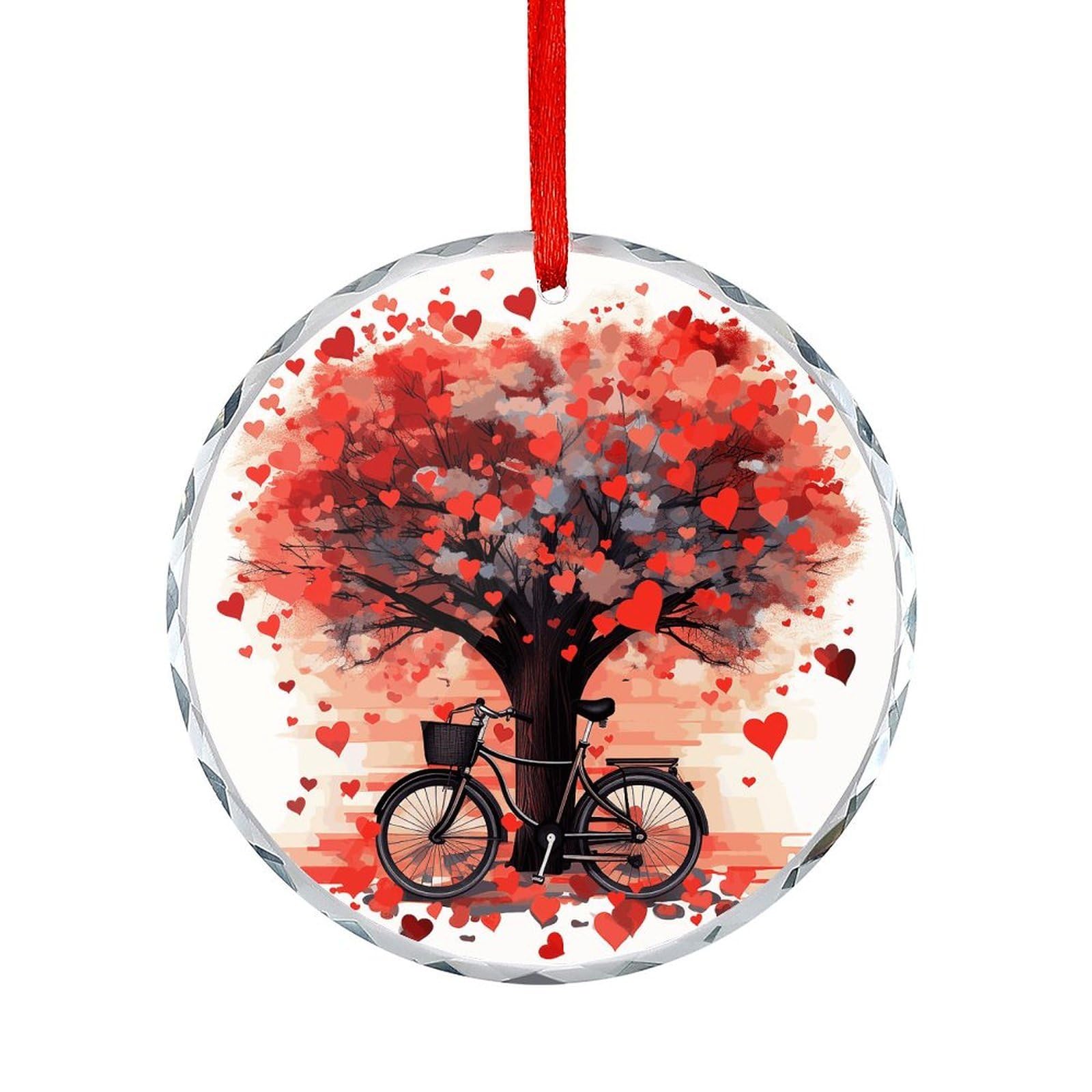 Btcowzrv Style Heart Tree Bicycle Round Ornament Hanging Pendant Decor