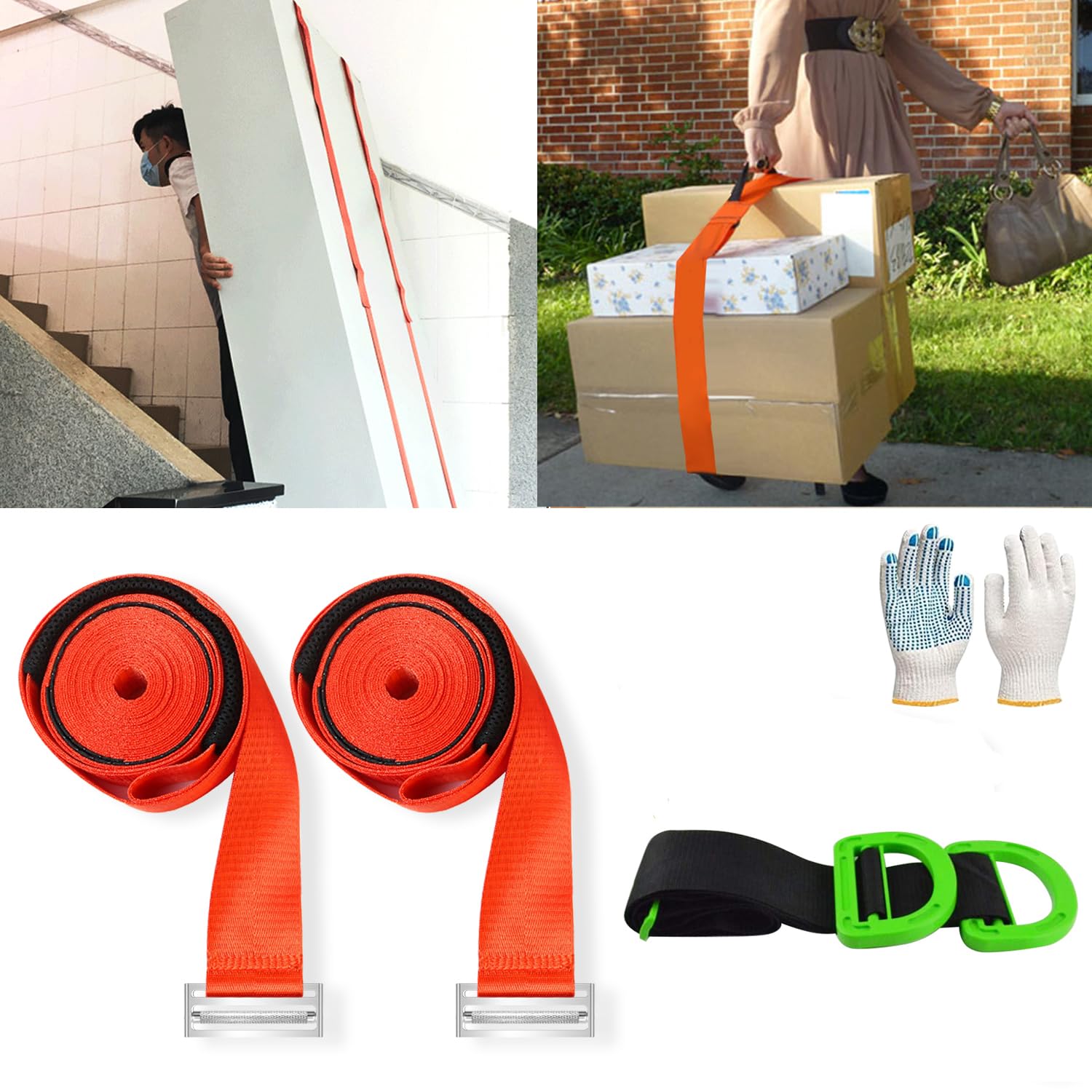 Cinghie di sollevamento e spostamento delle spalle per 1 persona con maniglia cinghie di sollevamento per imbracature mobili ed elettrodomestici oggetti pesanti