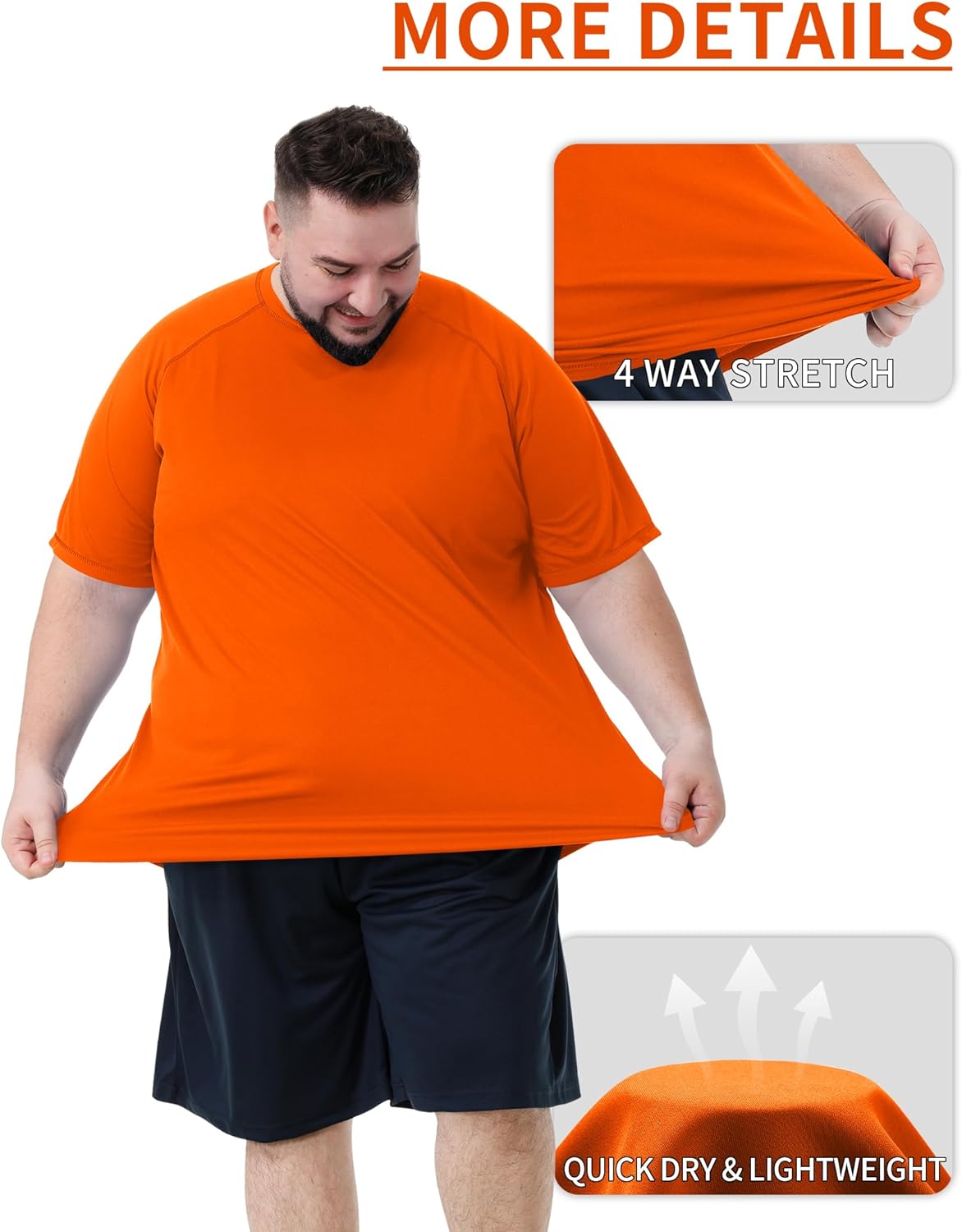 Mens Big and Tall Swim Shirt Sun Protection UPF 50+ Rash Gard Quick Dry T-Shirt