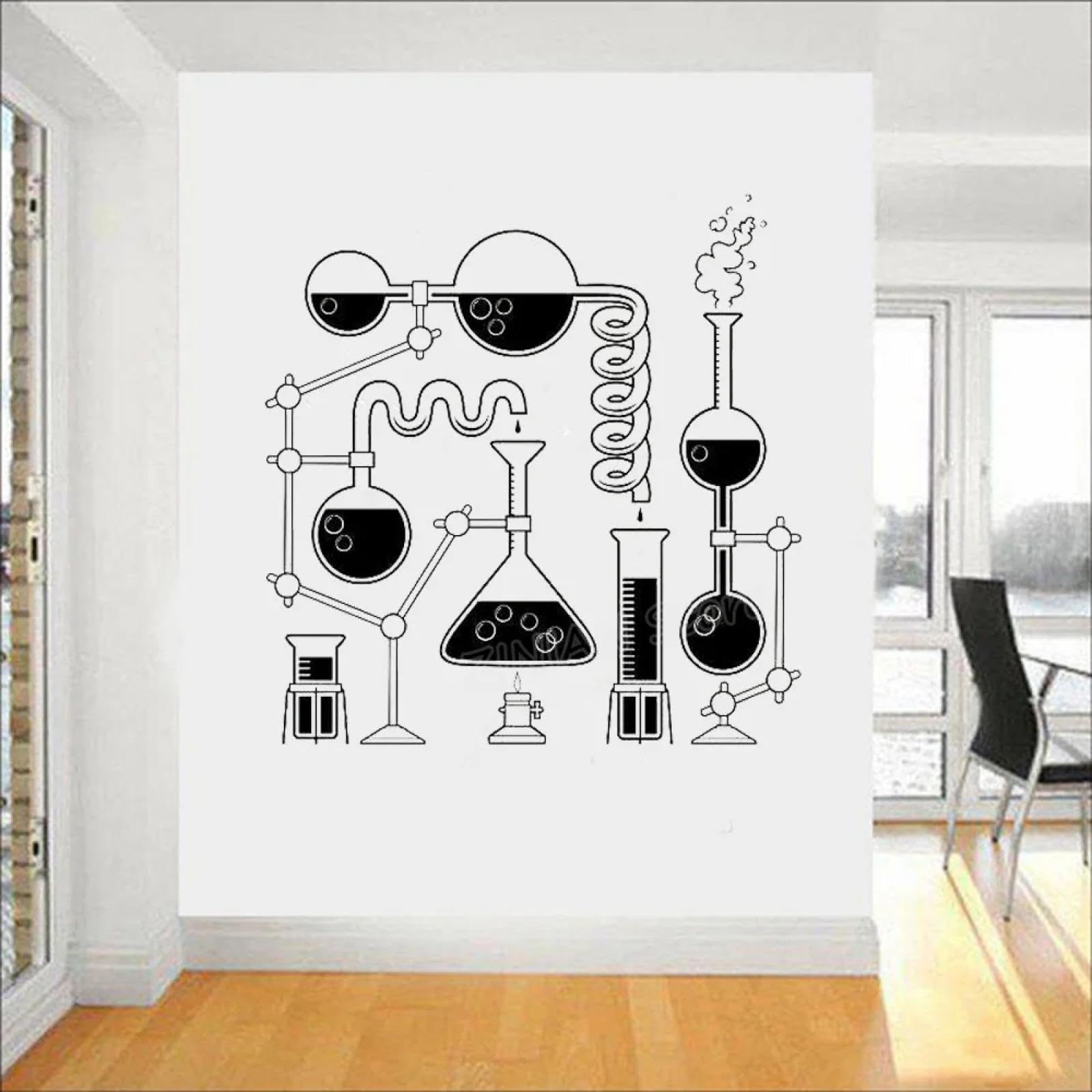 WEIMEIJIE Science Experiment Wall Art Stickers for Bedrooms, Living Rooms, Educational Stickers, Scientist Chemistry Vinyl Wall Decals