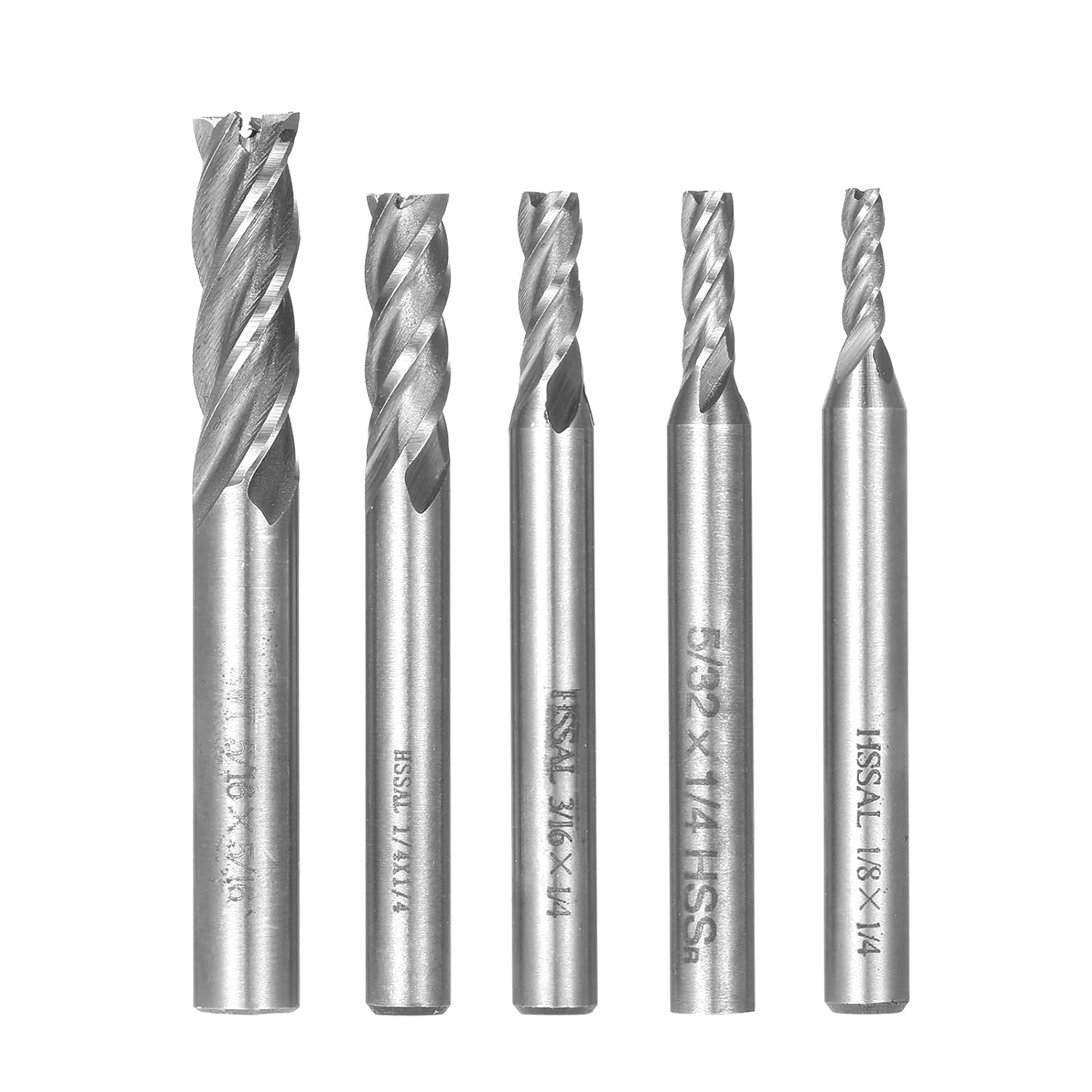 Bajiu 5PCS 4Flute End Mill Bits High Speed Steel Milling Cutter Router