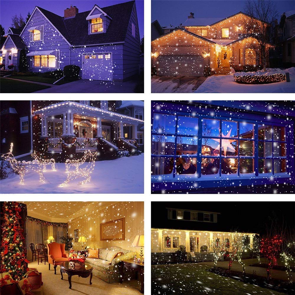 Proyector de luces navideñas, proyector de copos de nieve IP65 a prueba de agua Proyectores con temporizador remoto, proyector LED para exteriores en movimiento para fiestas festivas