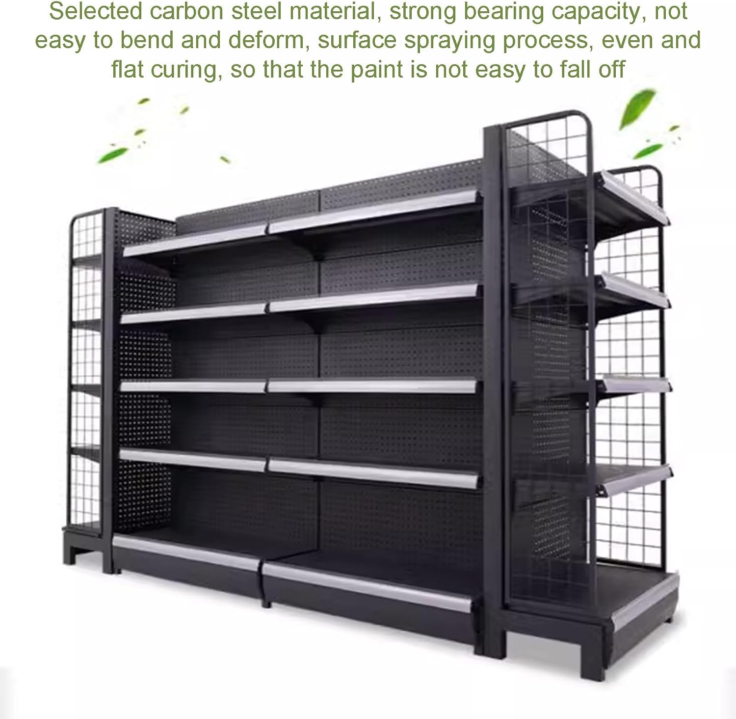 5-Tier Snack Candy Organizer Display Rack, Heavy-Duty Supermarket Shelf with Label Holders, Black Standing Storage Unit for Convenience Stores, 48.03"x15.75"x64.96"