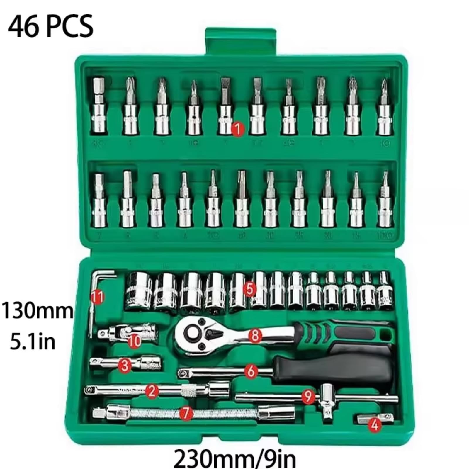 Kit d'outillage mécanique Jeu De Clés À Cliquet À Douille D'entraînement 46/53 Pièces Cliquet Réversible Avec Douilles Kit De Réparation Automobile Domestique