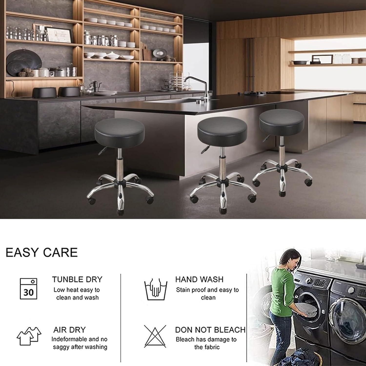 バーチェアカバー 防水ラウンドシートクッションカバー ストレッチバーチェアカバー PUレザーバーチェアカバー 滑り止め底付き バー、 PUレザー チェア カバー 合皮 座面用 ストレッチ 高弾力 幅35-50cm PUレザー 座面用 ズレにくい 洗える 汚れ防止 模様替え 無地 伸縮 ... バーチェアカバー 防水ラウンドシートクッションカバー ストレッチバーチェアカバー PUレザーバーチェアカバー 滑り止め底付き バー、