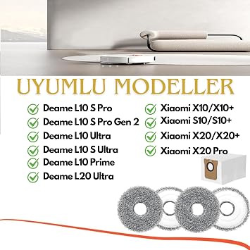 Mi Robot Vacuum Mop S10 Plus,X10 Plus,X20 Plus Uyumlu S10 Plus,X10 Plus,X20 Plus 2 Adet Yan Fırça