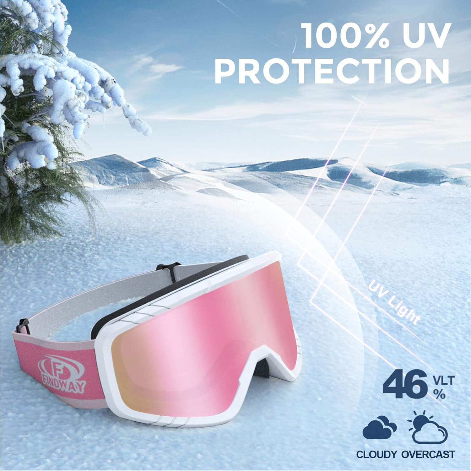 findway Kids Ski Goggles for Boys Girls Youth-OTG Anti-Fog Over Glasses Kids Snow/Snowboard Goggles
