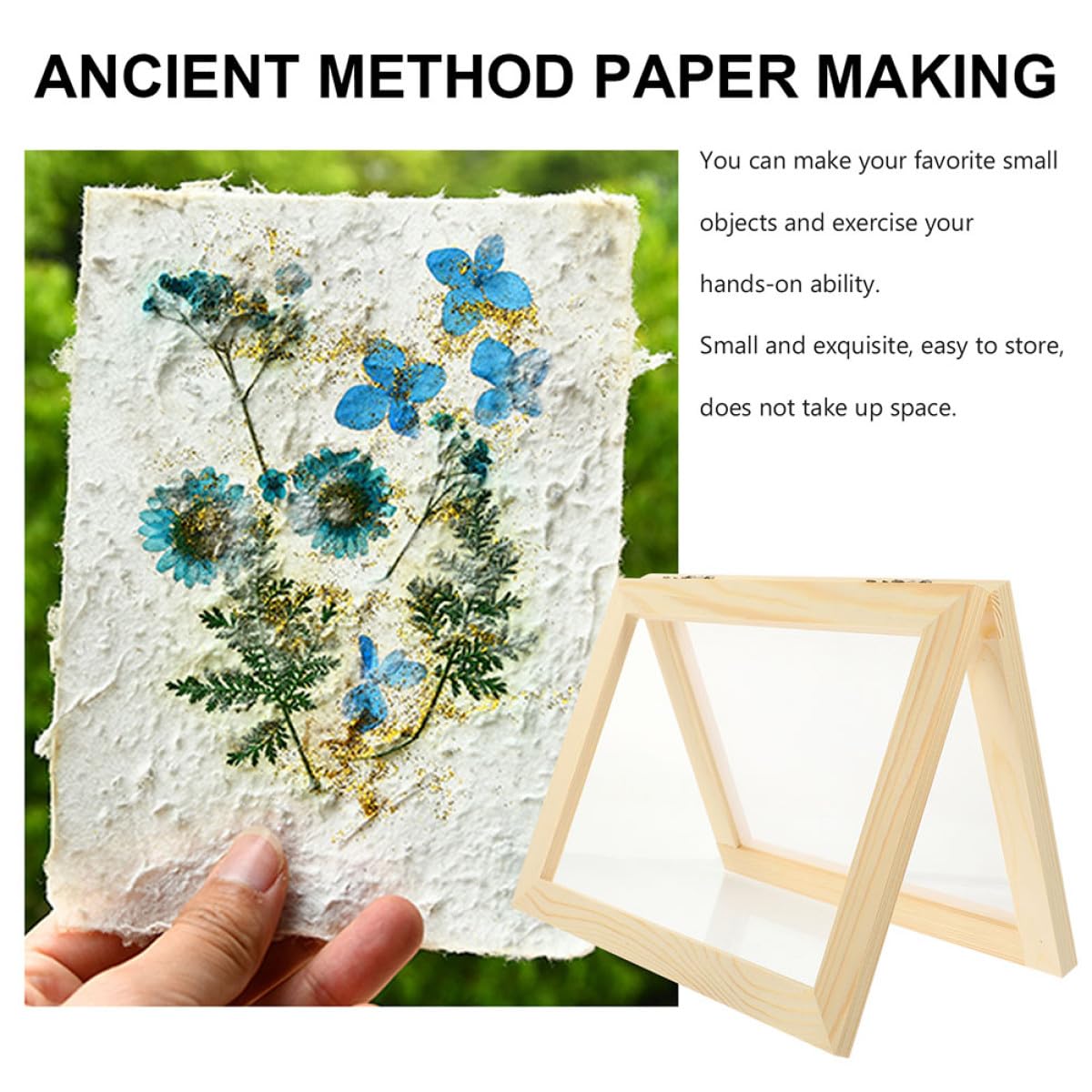 Anneome Cornice in Legno per Carta Fatta Mano DIY Stampo per Lavori Artigianali Telaio per Arti e Mestieri Semplice da Usare e Pulire Materiale Naturale