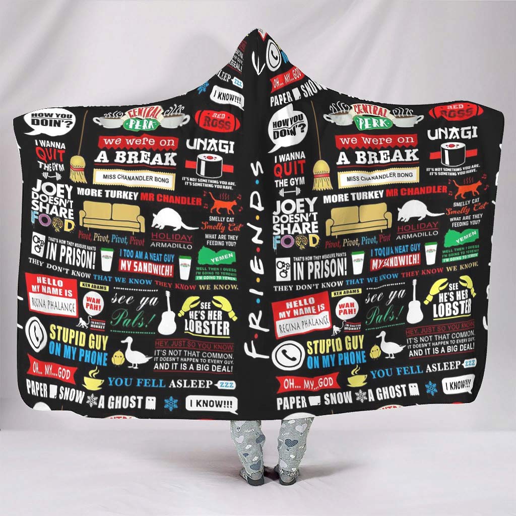 Atourdealss Men's White Friend Tv Show Style Hooded Blanket Lightweight Blanket Plush Fleece Cloak Cape Wo 50X60 Inch