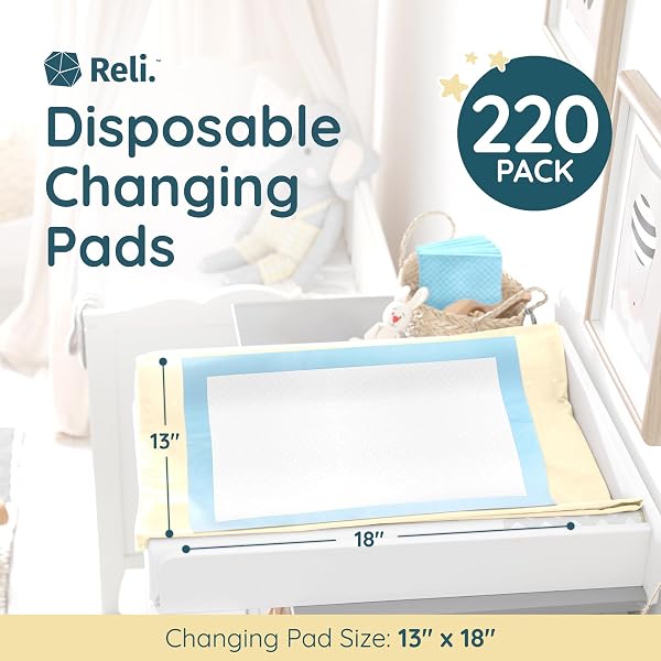 Reli. disposable changing pads offer a bulk pack of 220 for sustained convenience.
