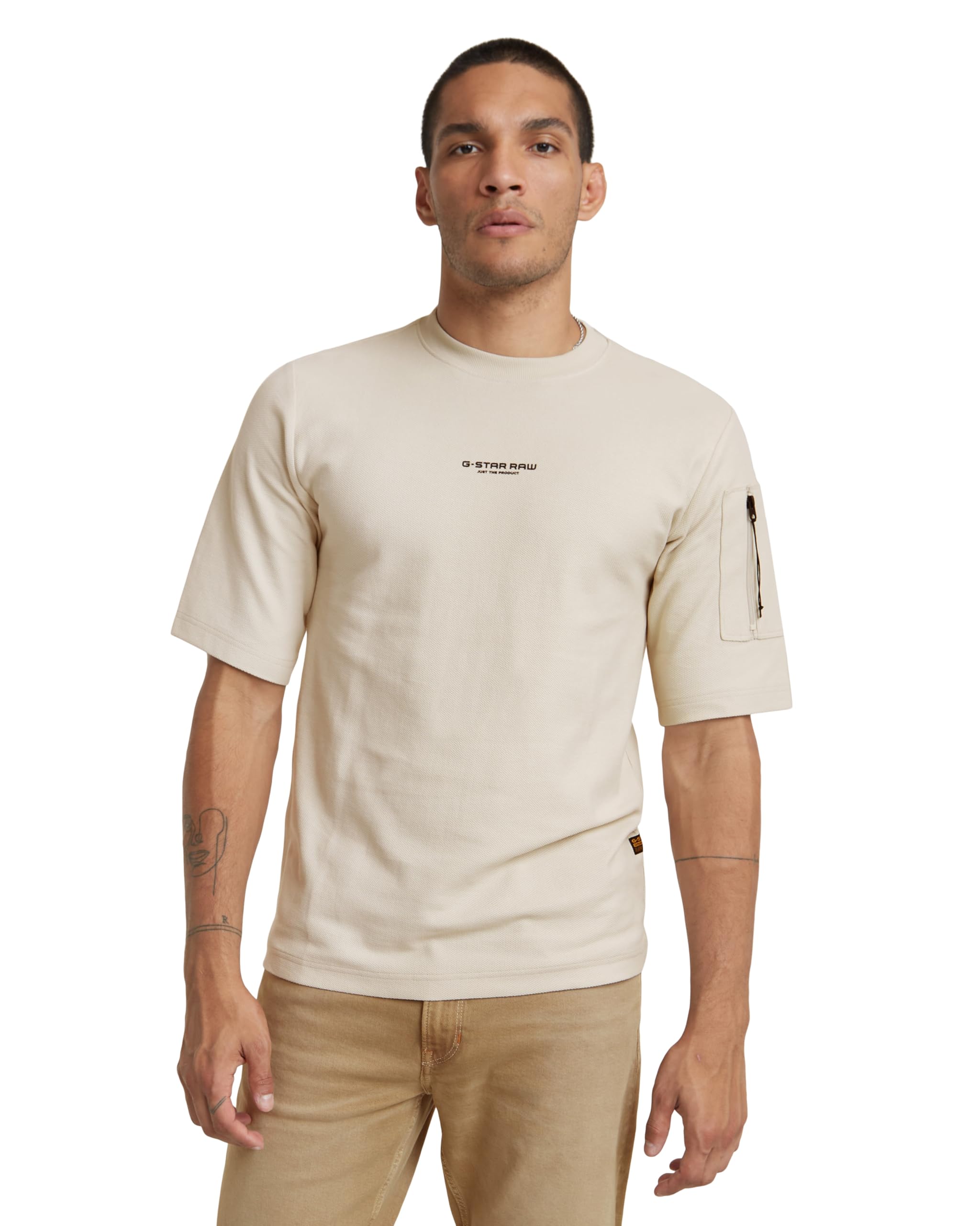 G-Star Men's P-3 Short Sleeve Tweeter , Beige/khaki (whitebait D24705-D617-1603), S