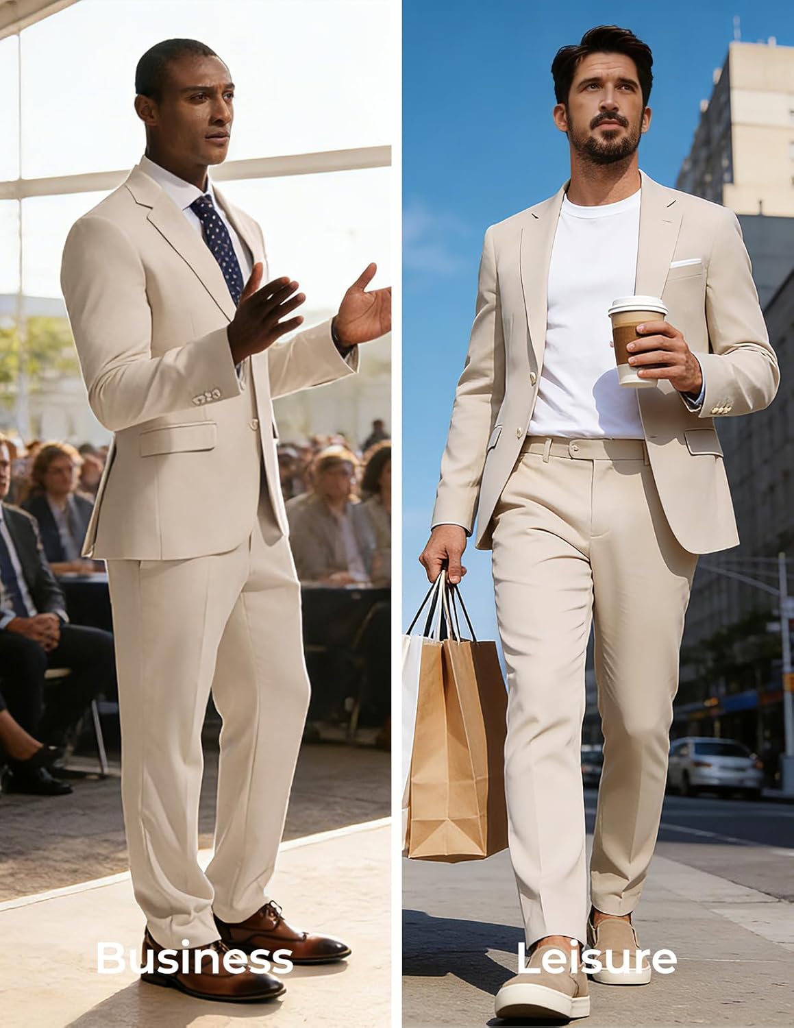 PJ PAUL JONES Mens Suit 2 Piece Classic Fit Suits Two Button Casual Blazer Suit Sets Business Dress Suit Party Weddding