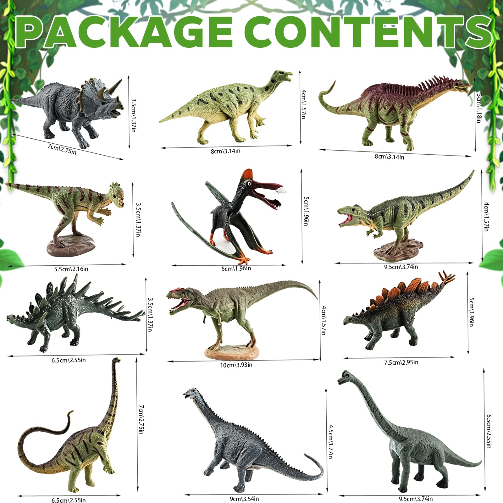 LUKIUP 12 sztuk figurki dinozaurów, zabawki z dinozaurów, małe dino, mini kolekcja figur dinozaurów dla fanów dinozaurów, prezent urodzinowy, do kolekcjonowania