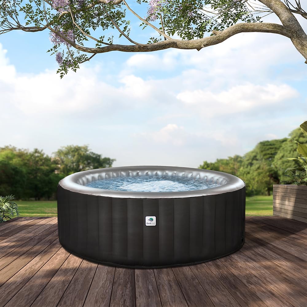 Whirlpool Round City – per 3 persone – 105 getti massaggianti ad aria – con pompa di calore, cartuccia filtro, copertura piscina e tappetino protettivo