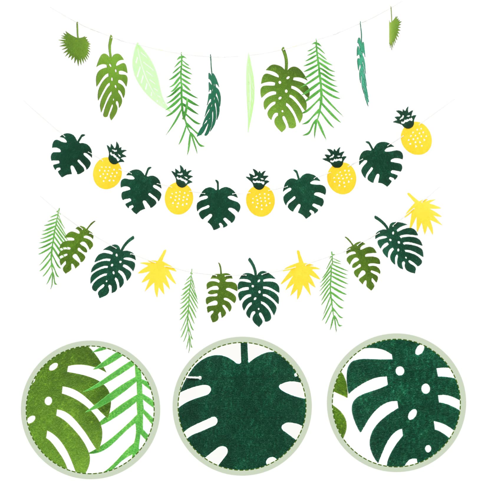 3 Set Ghirlande con Foglie per Decorazioni Hawaiane Piccola con Ananas per Compleanno e Eventi Estivi
