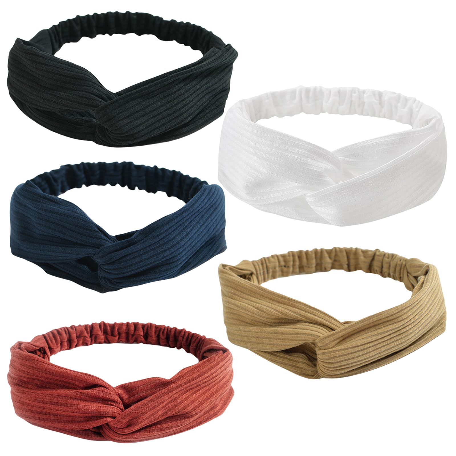 scicentHead Band 5 Pieces Headbands for Women Headwraps Hair Bands Boho Knotted Floal Style Criss Hair Accessories Fashion Women's Fashion Headbands 3425