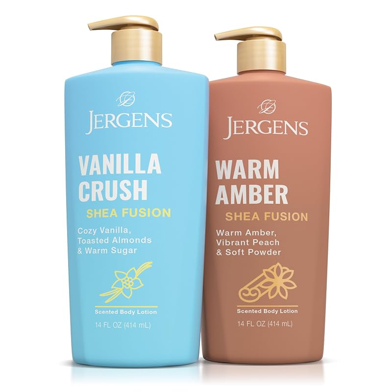 Loções corporais Jergens Shea Fusion Vanilla Crush e Warm Amber, pacote com 2, 414 mL