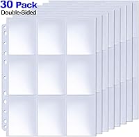 Vista 9 de ABLY 540 bolsillos de doble cara para tarjetas intercambiables, 9 bolsillos, protectores de tarjetas de juego de plástico transparente
