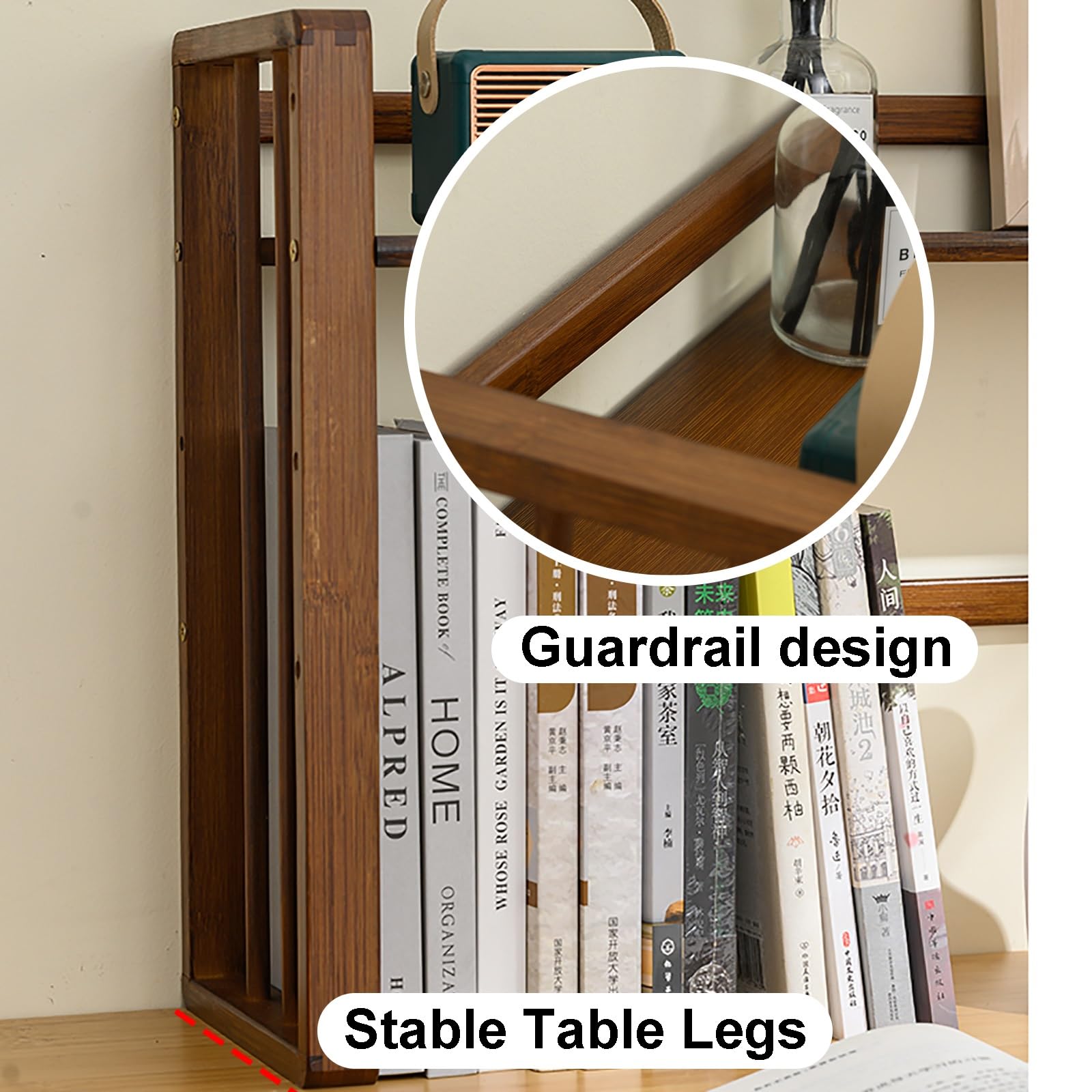 Mensola organizer da scrivania regolabile in altezza marrone per ufficio, scaffale autoportante con ripiano organizer da scrivania da 55,9 cm