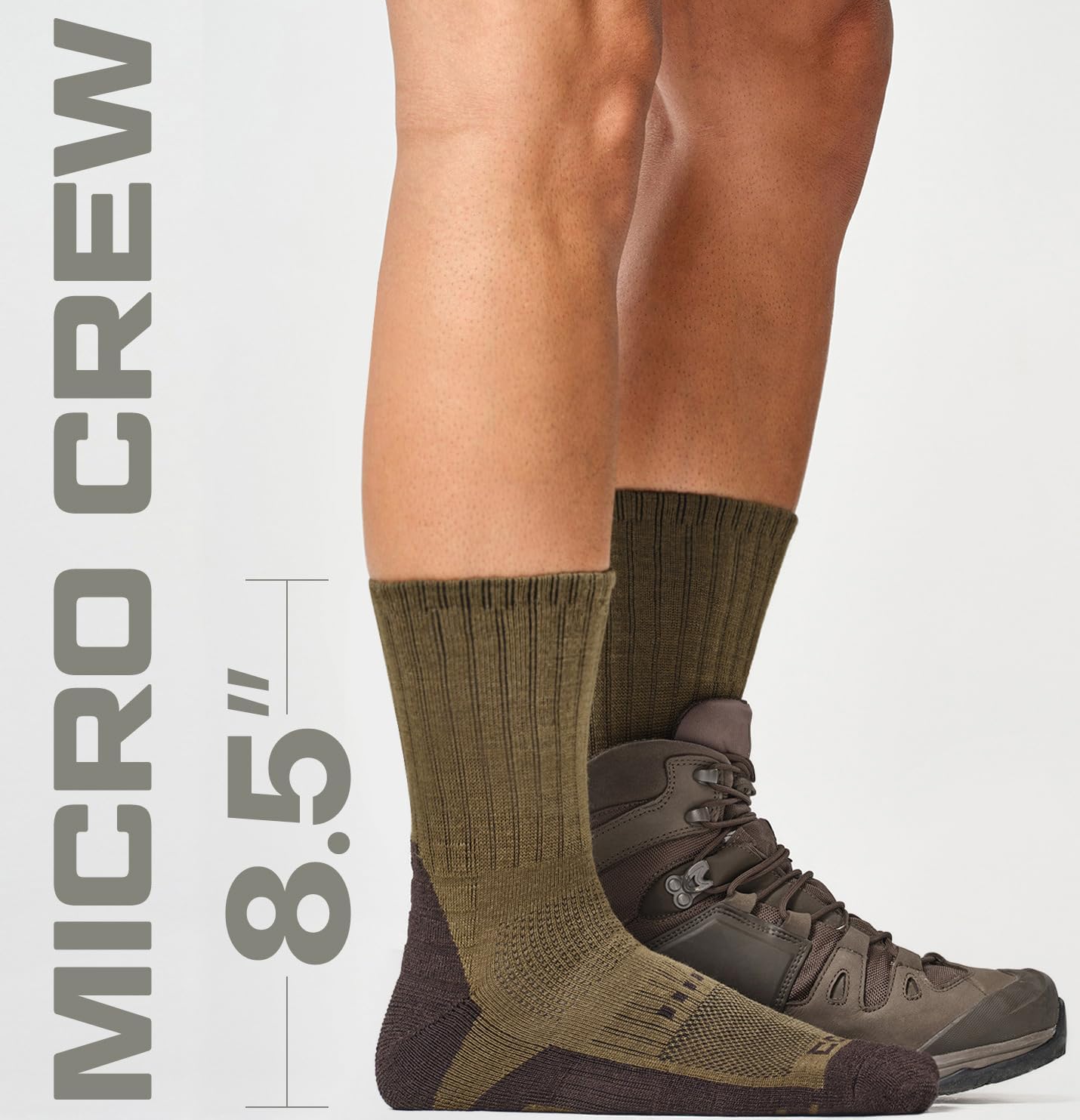 CQR 3 Pack Men and Women Wool Hiking Mid Calf Crew Socks, Moisture Wicking Breathable Outdoor Tactical Cushion boot Socks - Image 3