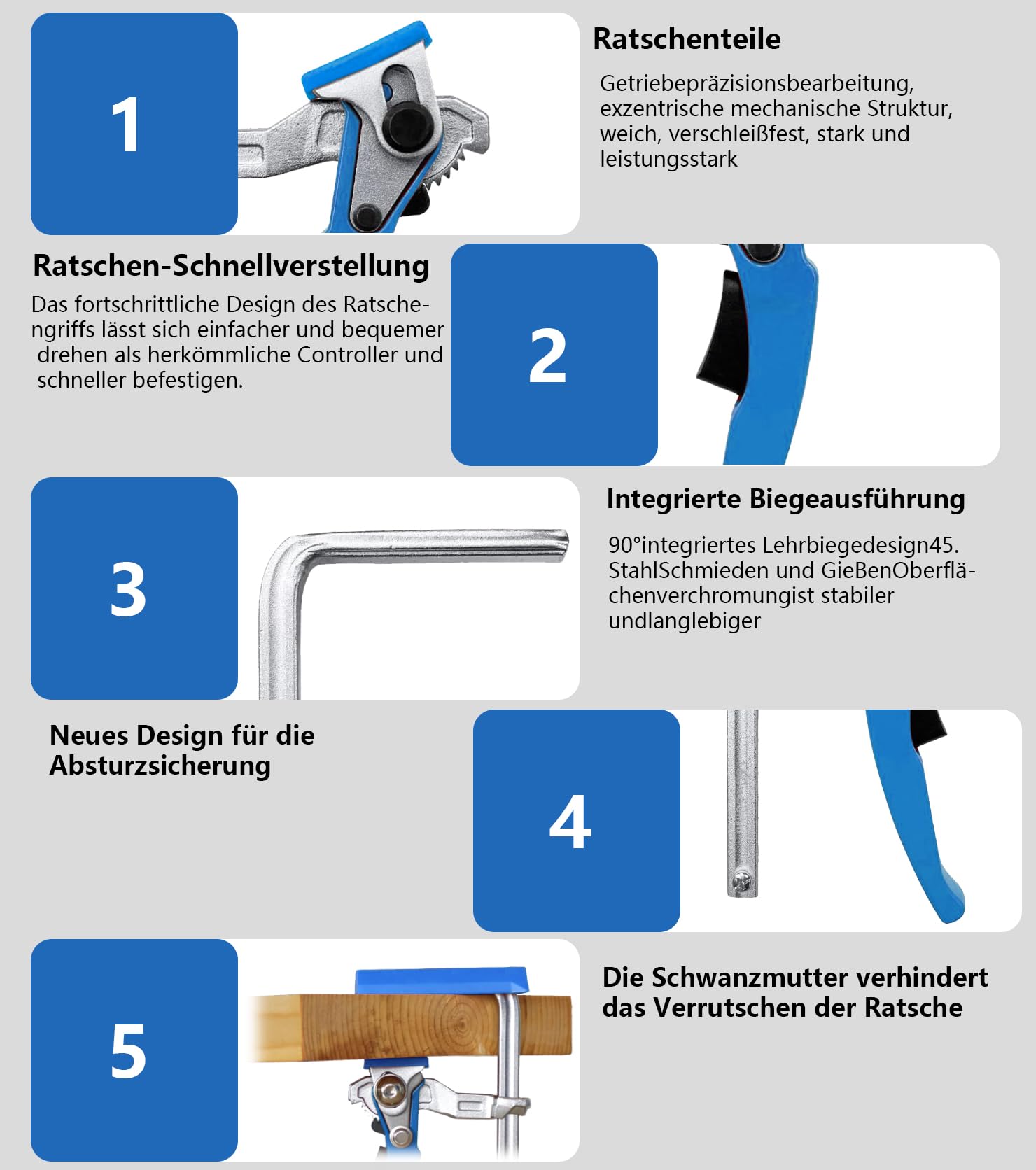 2 Stück Hebelzwinge Führungsschiene, Ganzstahl Tischzwinge mit Hebelgriff Schnellspanner 160mm Kapazität und 60mm Kehlentiefe, Einhandzwingen für Führungsschiene Schneiden präzises Fixieren
