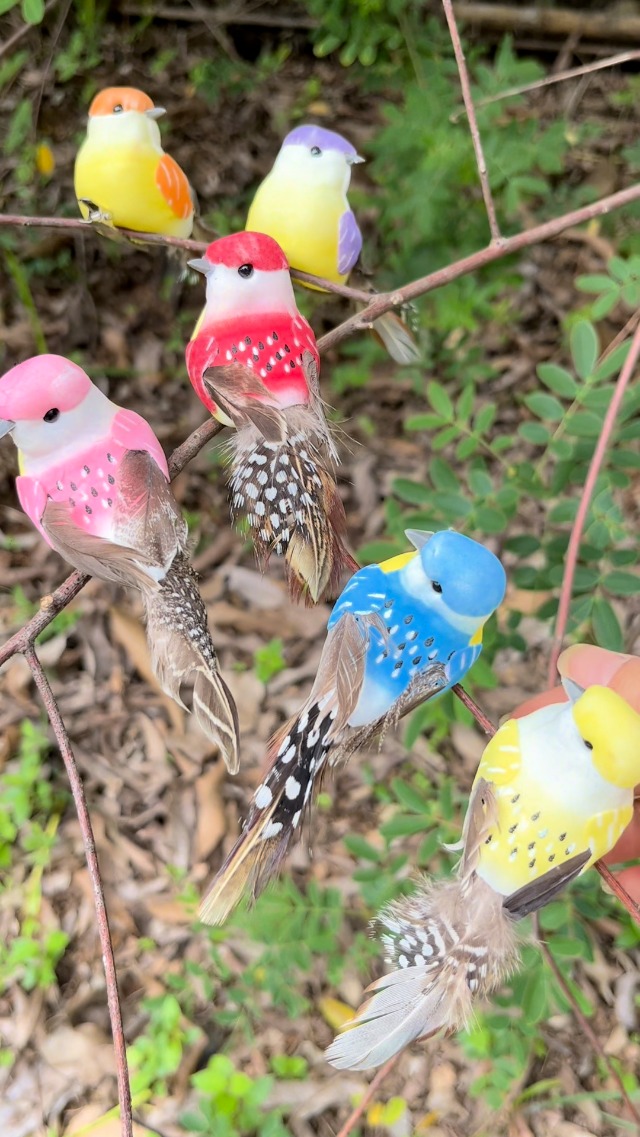 12pcs Artificial Feather Hummingbirds With Metal Clips - Mini Foam Birds For Crafts, Wedding, Christmas Decor - View #2
