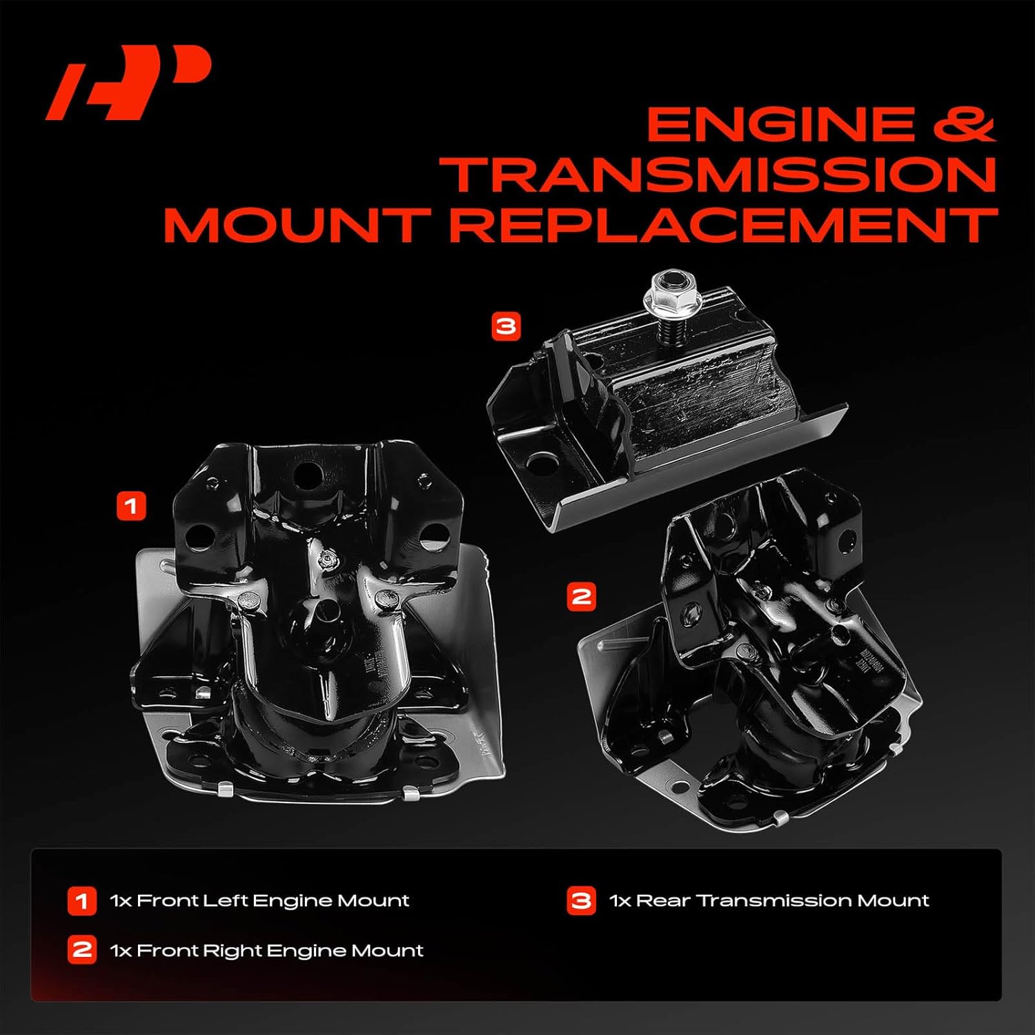 A-Premium 3PCS Engine Motor Mount and Transmission Mount Set Compatible with Chevrolet Silverado 1500 2007-2013, Silverado 1500 Classic 2007 & GMC Sierra 1500 2007-2013, Sierra 1500 Classic, 4.3L, RWD