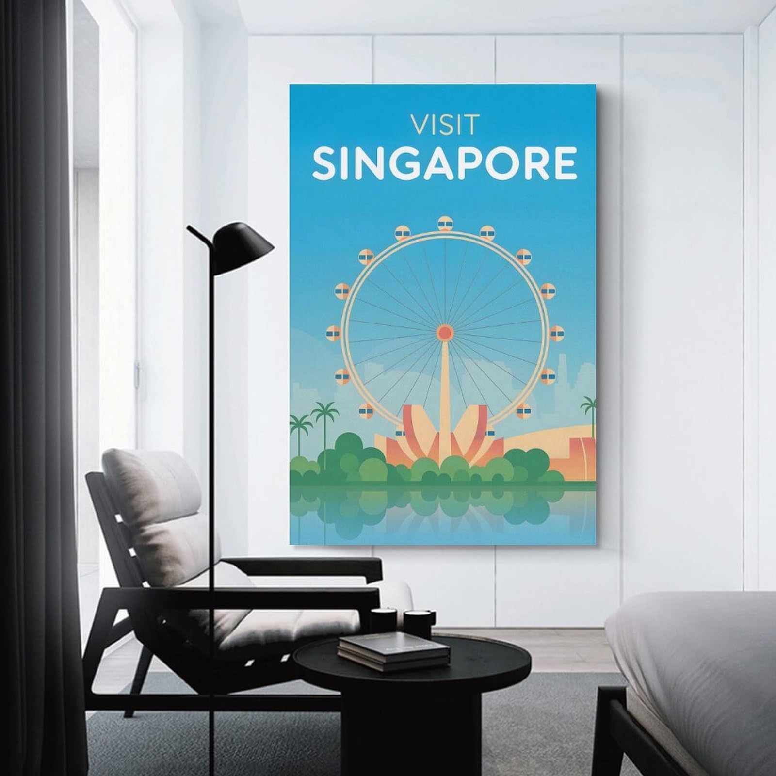Junmoney Visit Singapore Travel Wall Picture Print 24x36inch(60x90cm), for Lounge Decor, Offices Or Entryway Styling, A Flexible Wall Accent for Shared Spaces