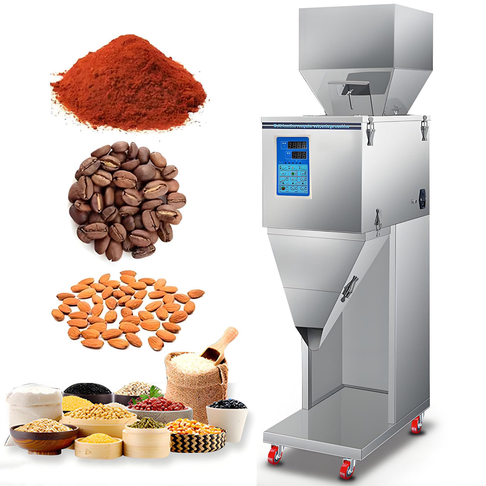 Macchina di rifornimento automatica della polvere di pesatura, 10-999g/10-1500g/10-3000g, controllo del pedale del piede, 6-12 sacchetti/min, riempitrice multifunzione