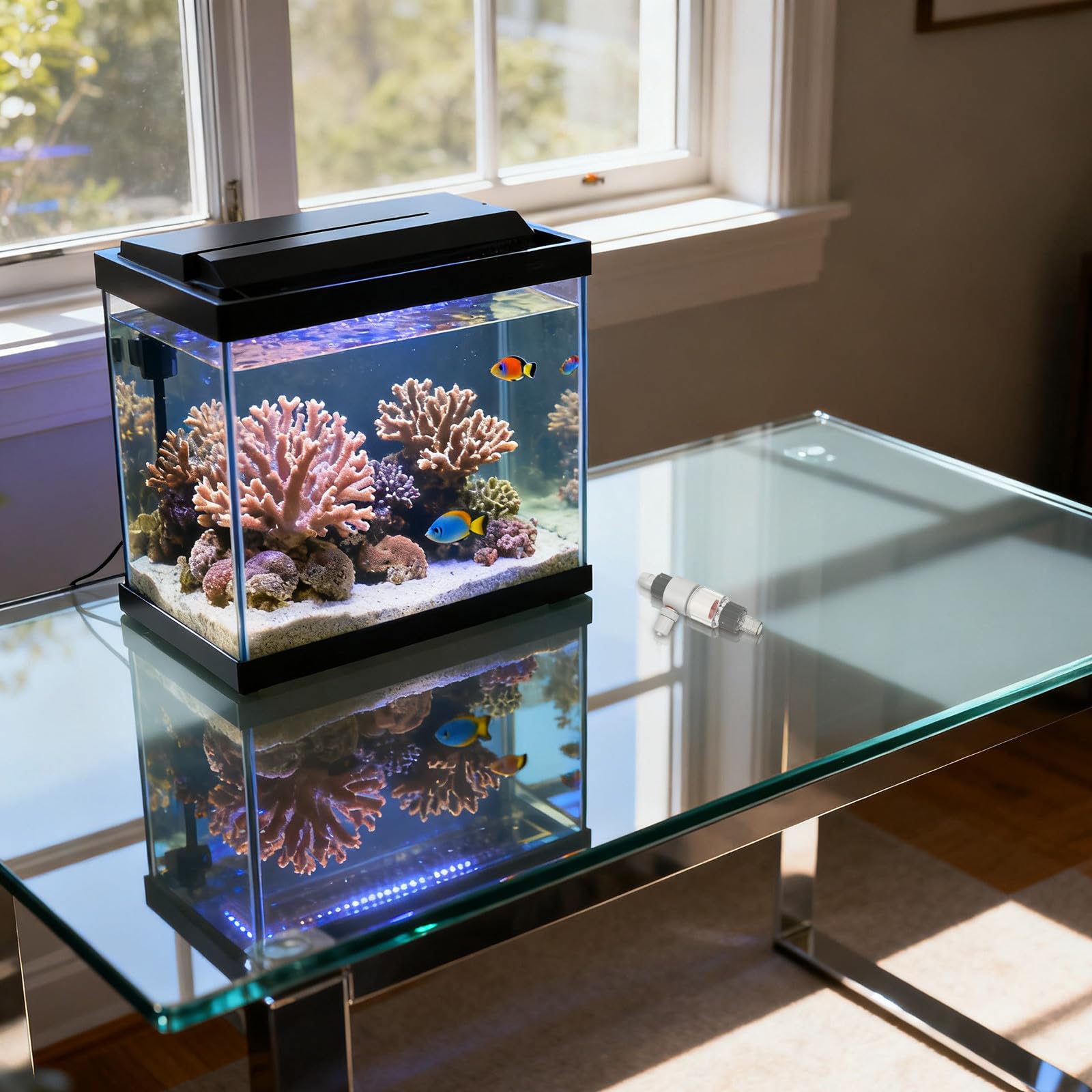 Diffusore Co2 per Acquario Piantumato, Atomizzatore Esterno | Design Nano Bolle, Installazione in Serie, Acrilico e Lega di Alluminio, Argento