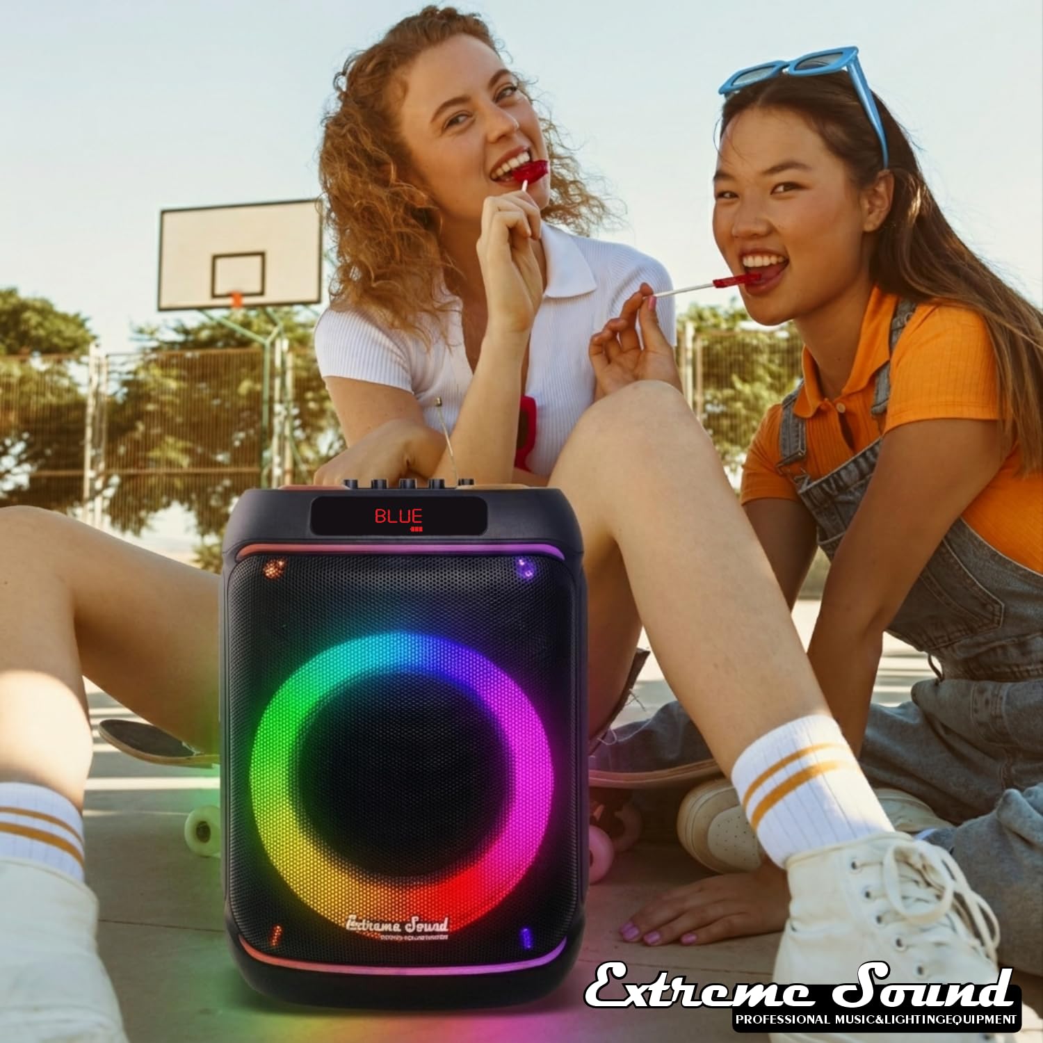 Extreme Sound Karaoke Professionale con 2 Microfoni Wireless, Cassa Bluetooth Portatile, Sistema Karaoke Completo per Adulti, Feste e Eventi Subwoofer 21 Cm.