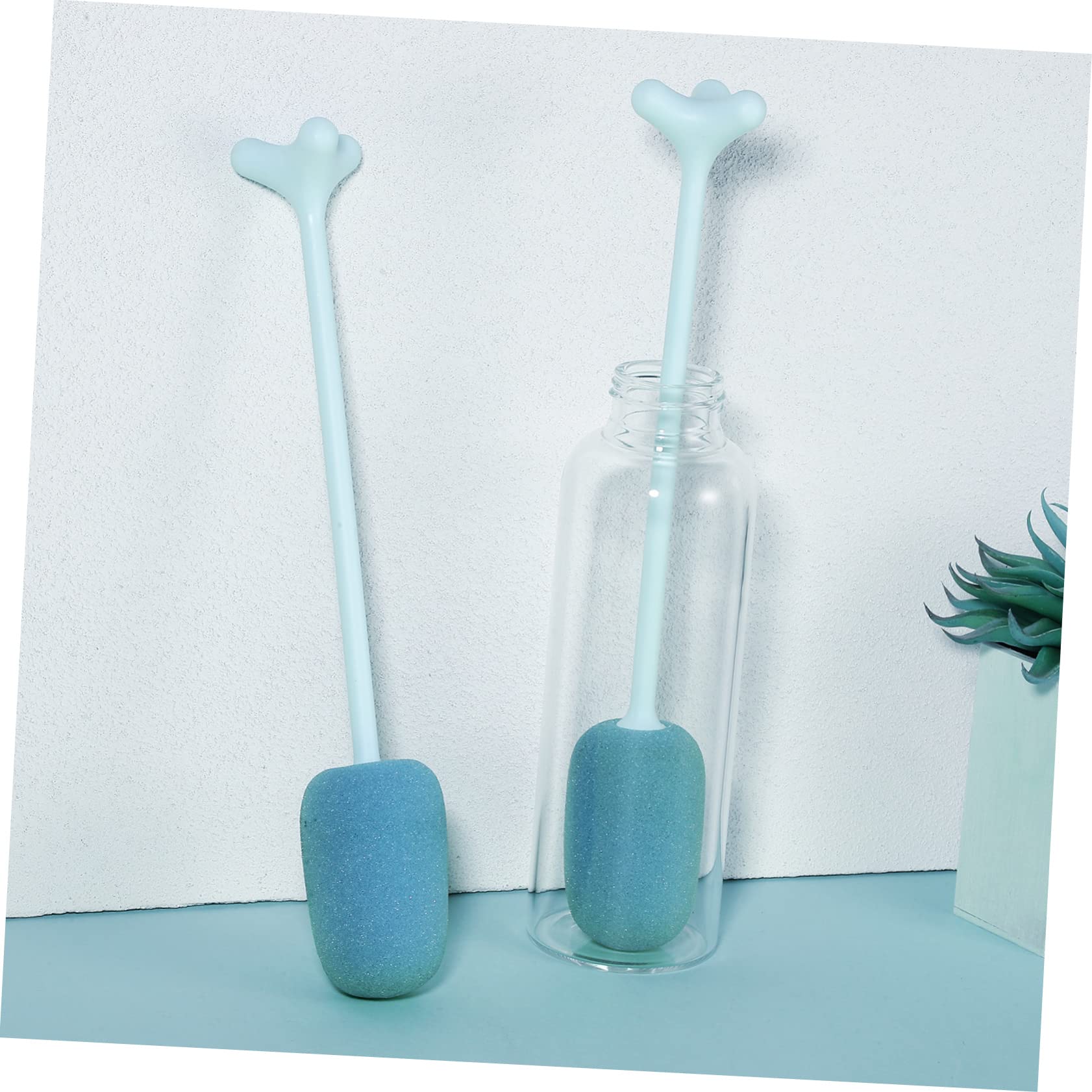 IWOWHERO 2pcs Bottle Sponge Brush Long Handle Dishwashing Sponges for Cleaning Bowls Plates