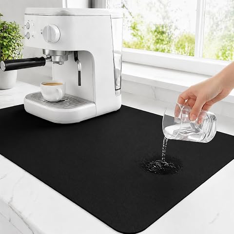 Abtropfmatte 30x40cm Saugstarke Unterlage Kaffeemaschine Schwarz | Abtropfmatte Geschirr schützt Arbeitsplatte und Spüle, ideal für Kaffeemaschine, Küche und tägliche Nutzung.