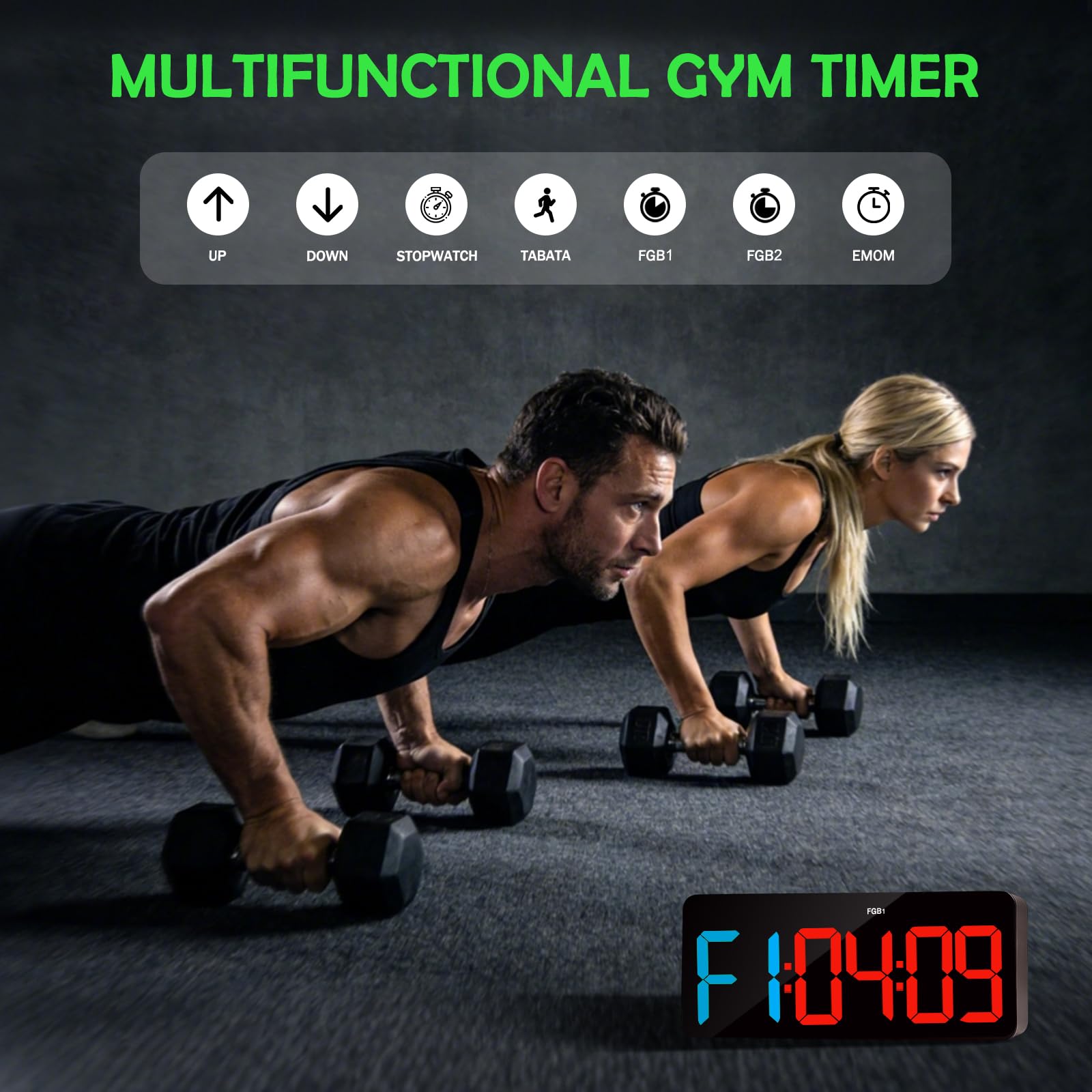 Timer Sport,Minuteur et Chronomètre Digital,Horloge Murale Numérique avec Télécommande,Gym Timer 12/24H pour Fitness Home Gym School