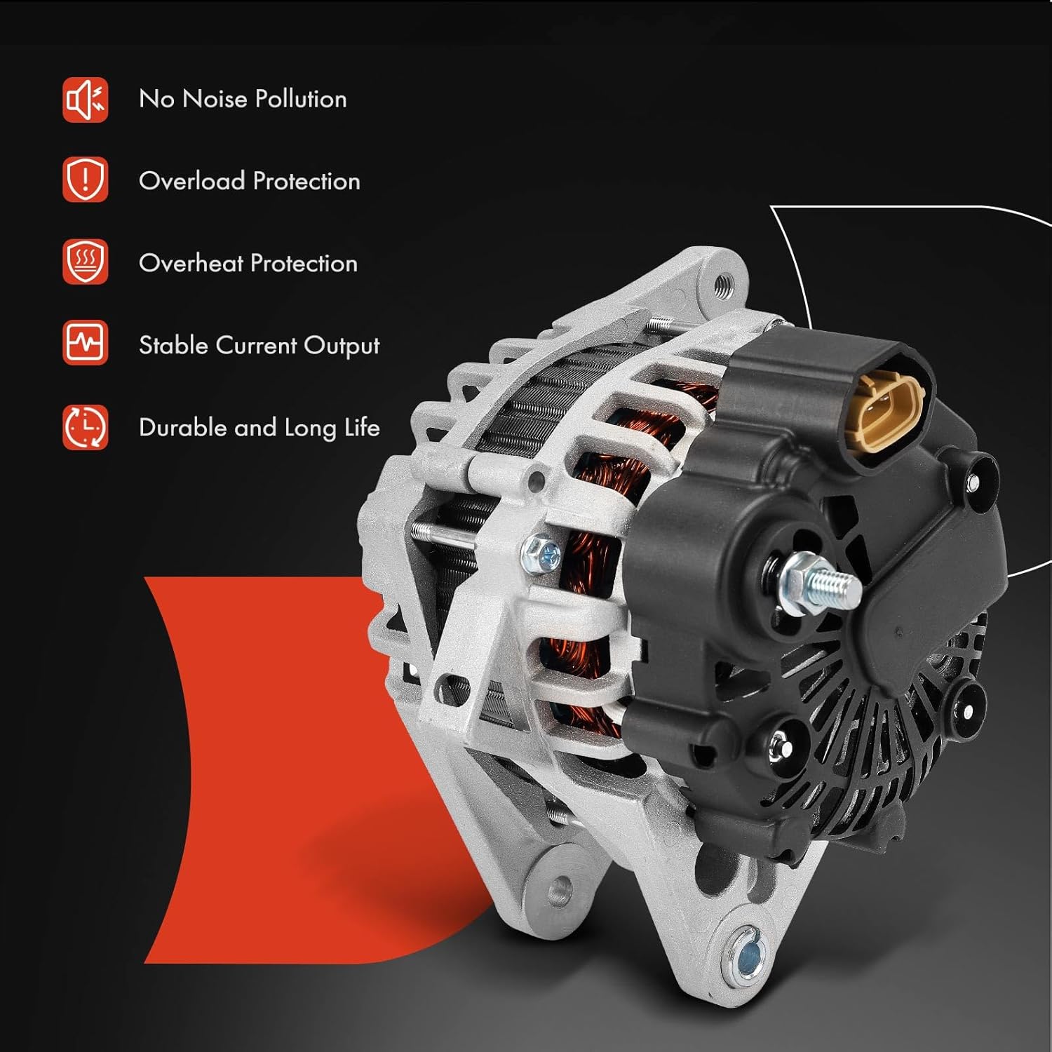 A-Premium Alternator Compatible with Hyundai Accent & Kia Rio, Rio5, 2010-2011 1.6L, 12V 90A 4-Groove Pulley Clockwise, Replace# 2608371, 37300-26100