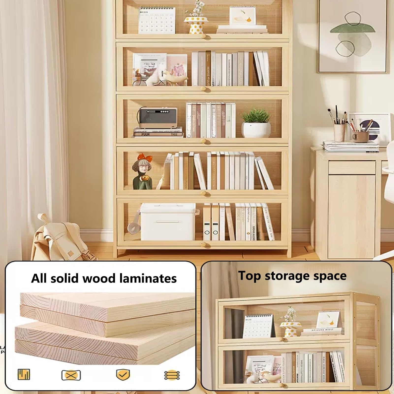 Vitrine Transparente avec Porte Rabattable, vitrine en Acrylique, vitrine de Protection Anti-poussière Transparente à Trois côtés, Porte d'armoire Rabattable et Flottante, Forte capacité de