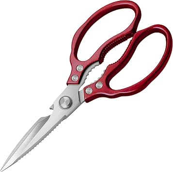 Red Kitchen Scissors Heavy Duty 8.9" Red Scissors Kitchen Shears for Food Stainless Steel Multi-Purpose Chef Tool for Meat Chicken Fish