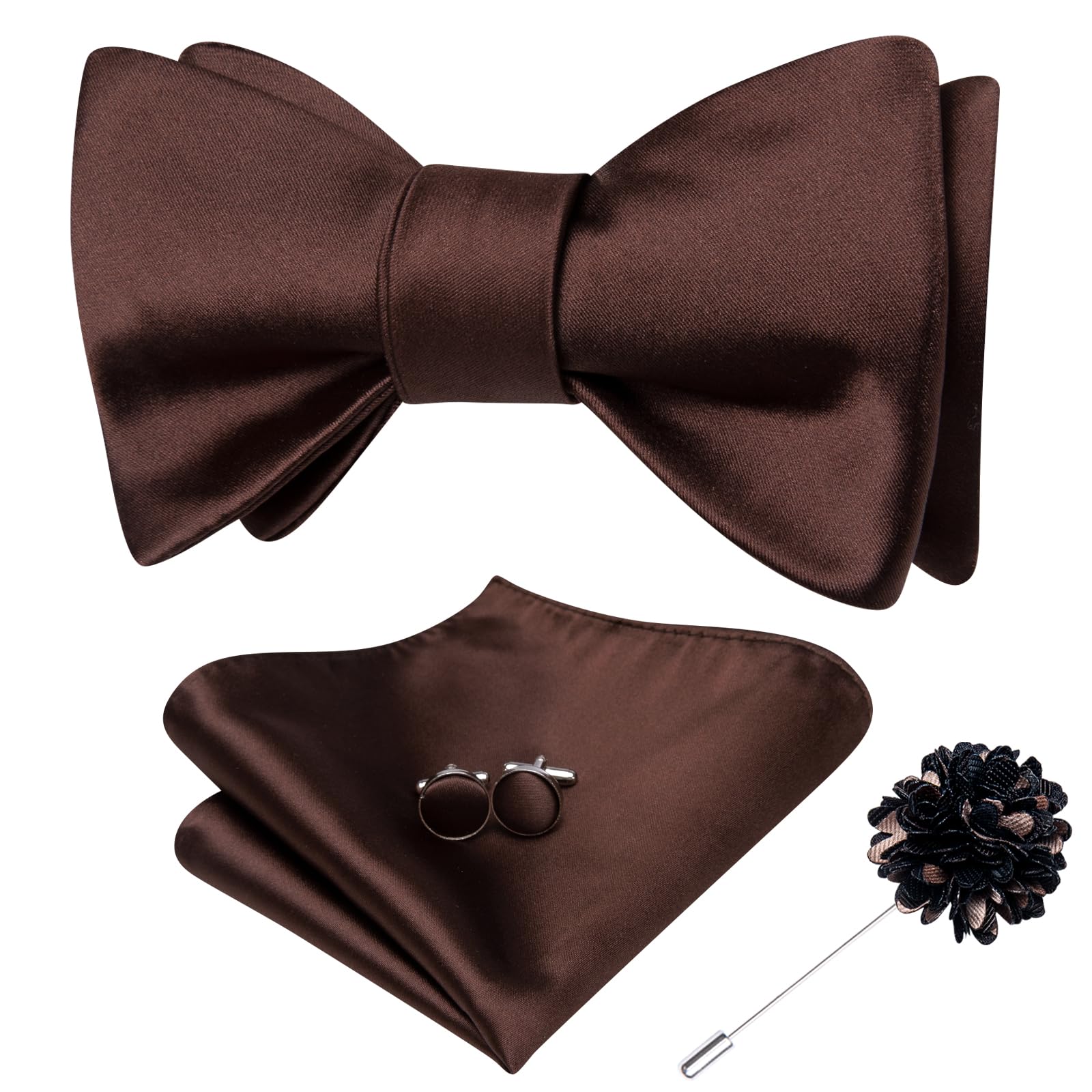 Dubulle Self Tie Bow Ties for Men Silk Paisley Bowtie Lapel Pin Set