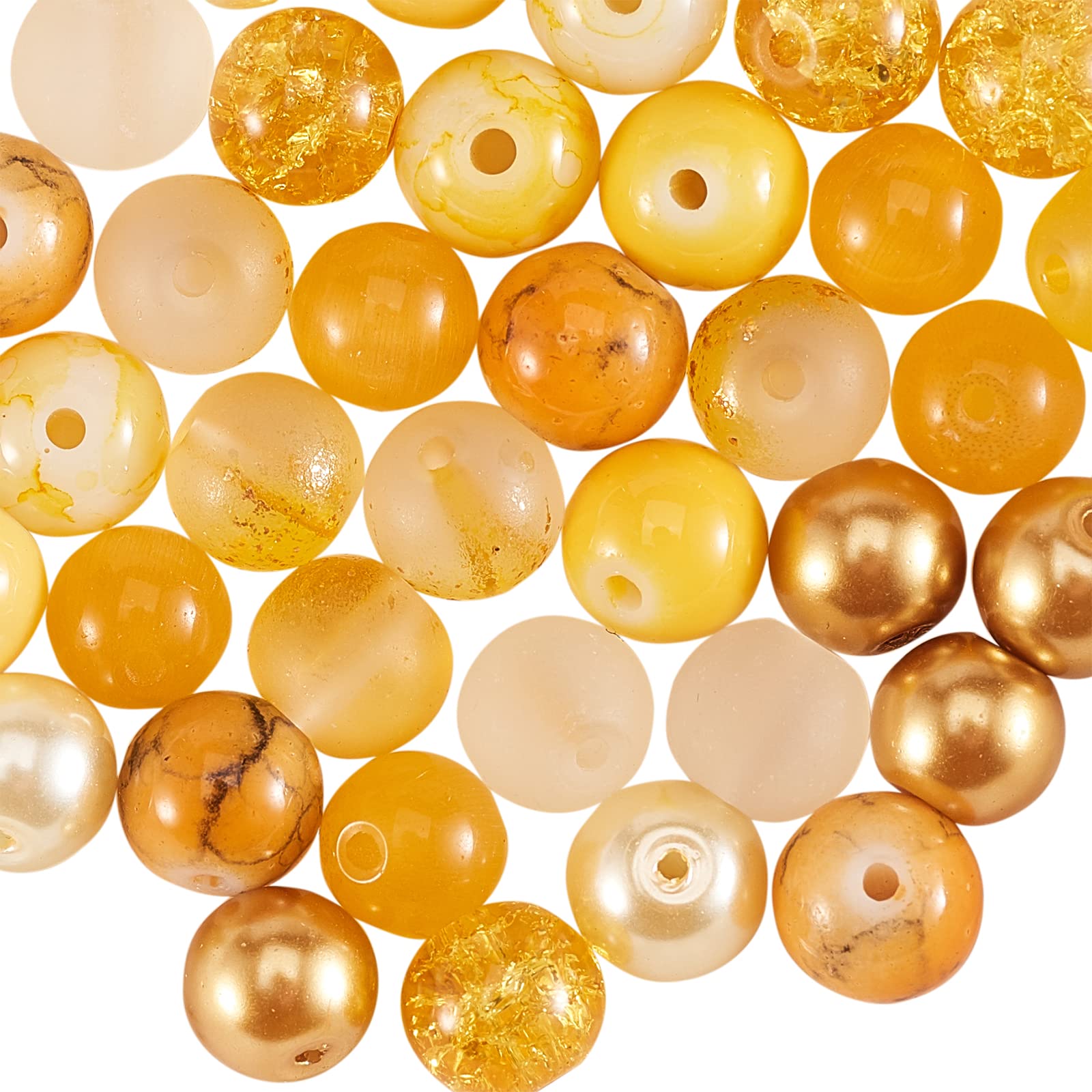 Airssory 200 Pcs 10 Style 8mm Orange Theme Glass Crystal Jewelry Beads Round Ball Loose Bead Spacer Bulk for Jewelry Making Beadwork DIY Craft