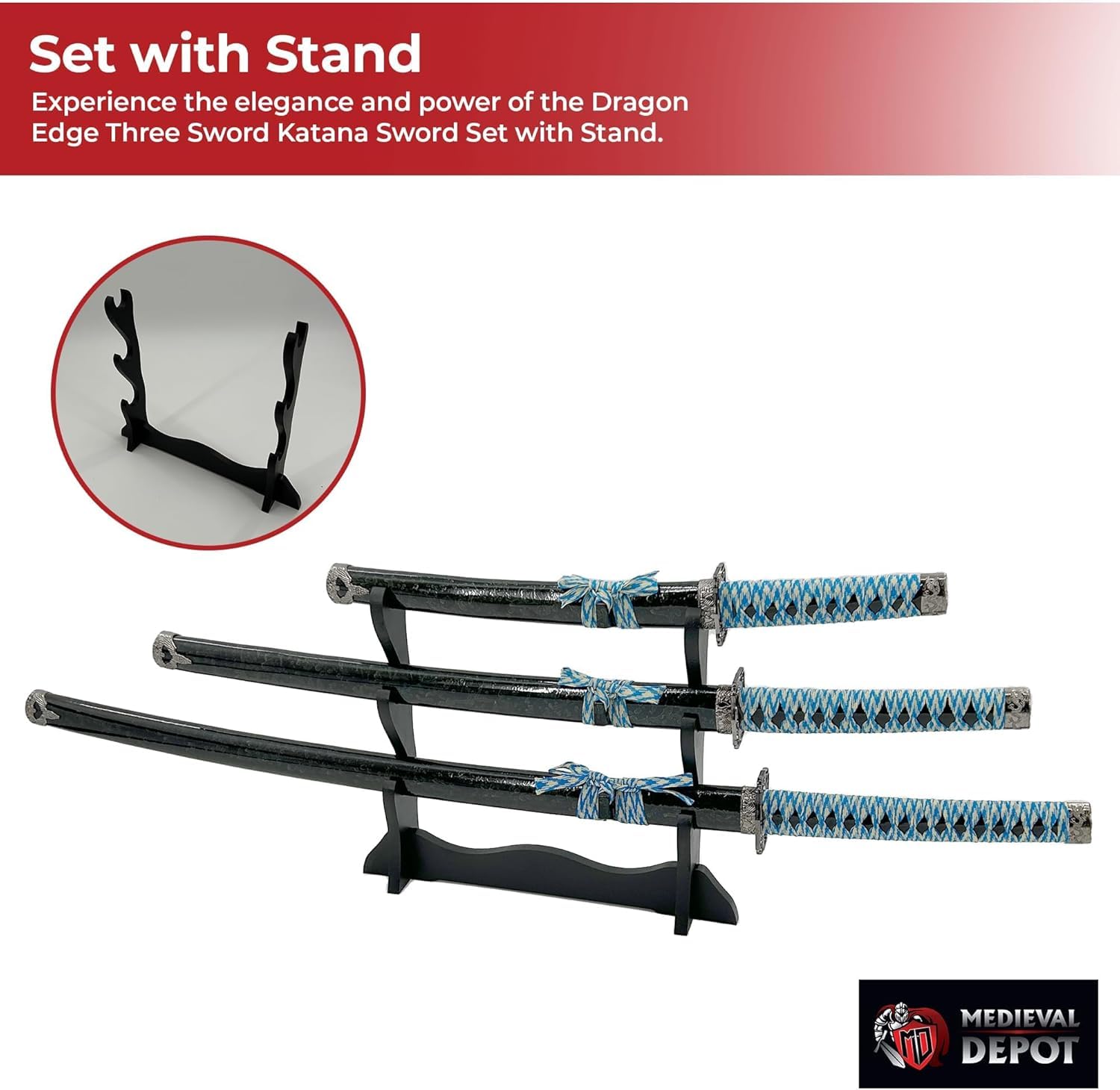 MedievalDepot Katana Set - Dragon Edge Three Sword Katana Sword