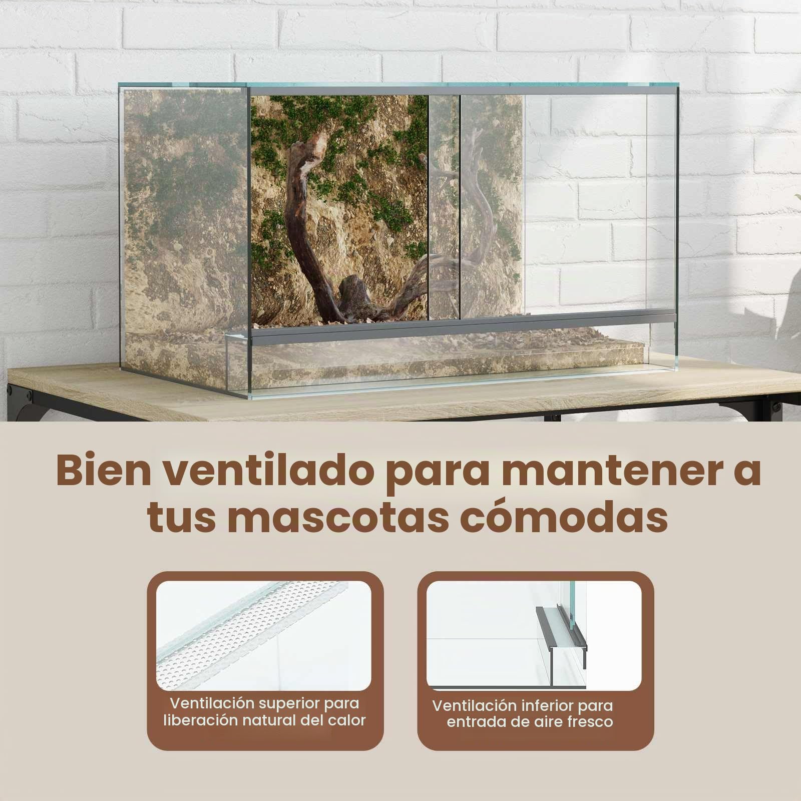 vidaXL Terrario Transparente 50 x 30 x 30 cm Cristal, Terrario de Vidrio Moderno, Refugio Resistente, hábitat 360°, hogar Transparente para Animales