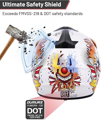 Miniatura 4 de DOT - Casco de motocross juvenil con gafas y guantes para niños de 5 a 14 años, casco ATV para niños y niñas, casco de cuatro ruedas para niños,