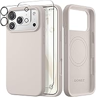 Vista 32 de GONEZ Funda de silicona para iPhone 14 Pro Max, compatible con MagSafe, con protector de pantalla + protector de lente de cámara, silicona líquida a