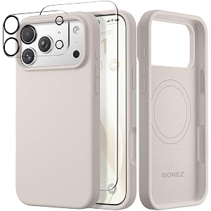 GONEZ Magnetic for iPhone 17 Pro Case Compatible with MagSafe Screen Protector Camera Lens Protector Liquid Silicone Anti-Scratch
