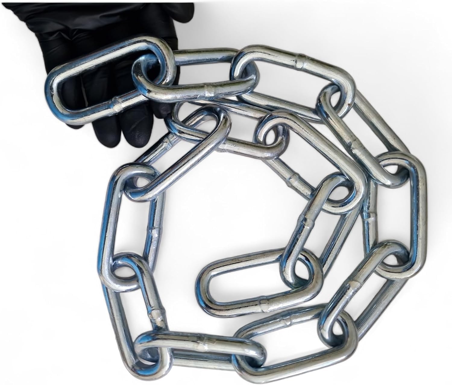 Catena in metallo resistente, maglie in acciaio inox zincato resistente per cancelli di sicurezza, recinzione e sollevamento pesi, lunghezza 0,5 m