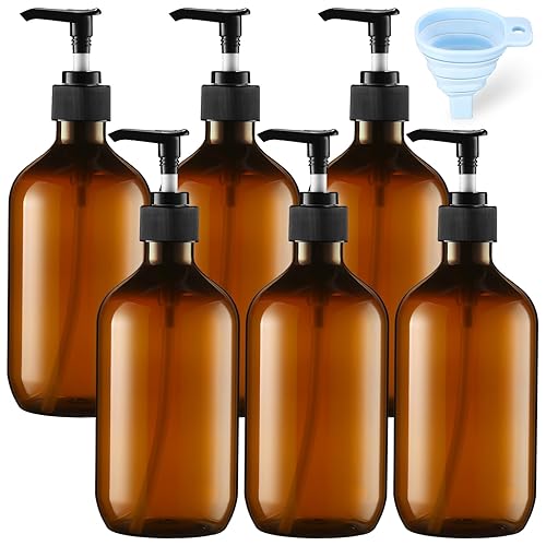6 botellas dispensadoras de champú y acondicionador de plástico, botellas de ducha de 16.9 onzas con bomba, 12 etiquetas y 1 embudo de silicona,
