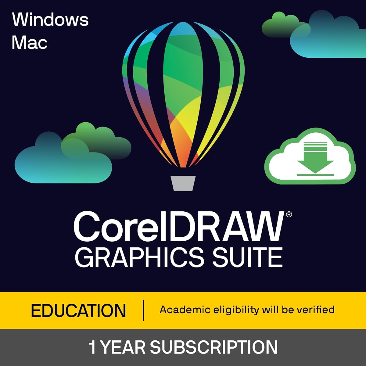 CorelDRAW Graphics Suite Edición educativa | Suscripción de 1 año | Software de diseño gráfico para la educación | Ilustración vectorial, diseño y edición de imágenes [Descarga para PC/Mac]